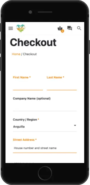 The checkout page on a mobile phone.