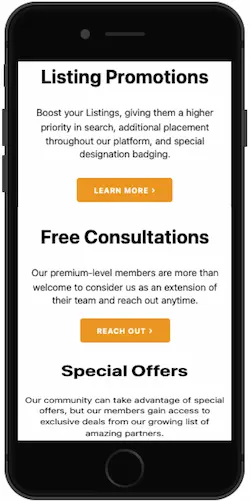 A mobile phone screen showing a listing promotion page.