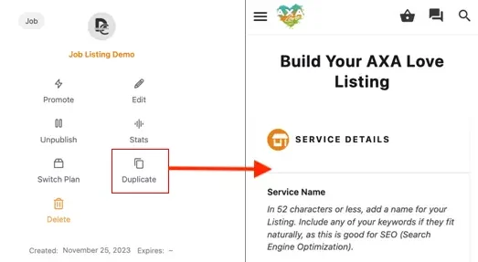 Build your axa listing.